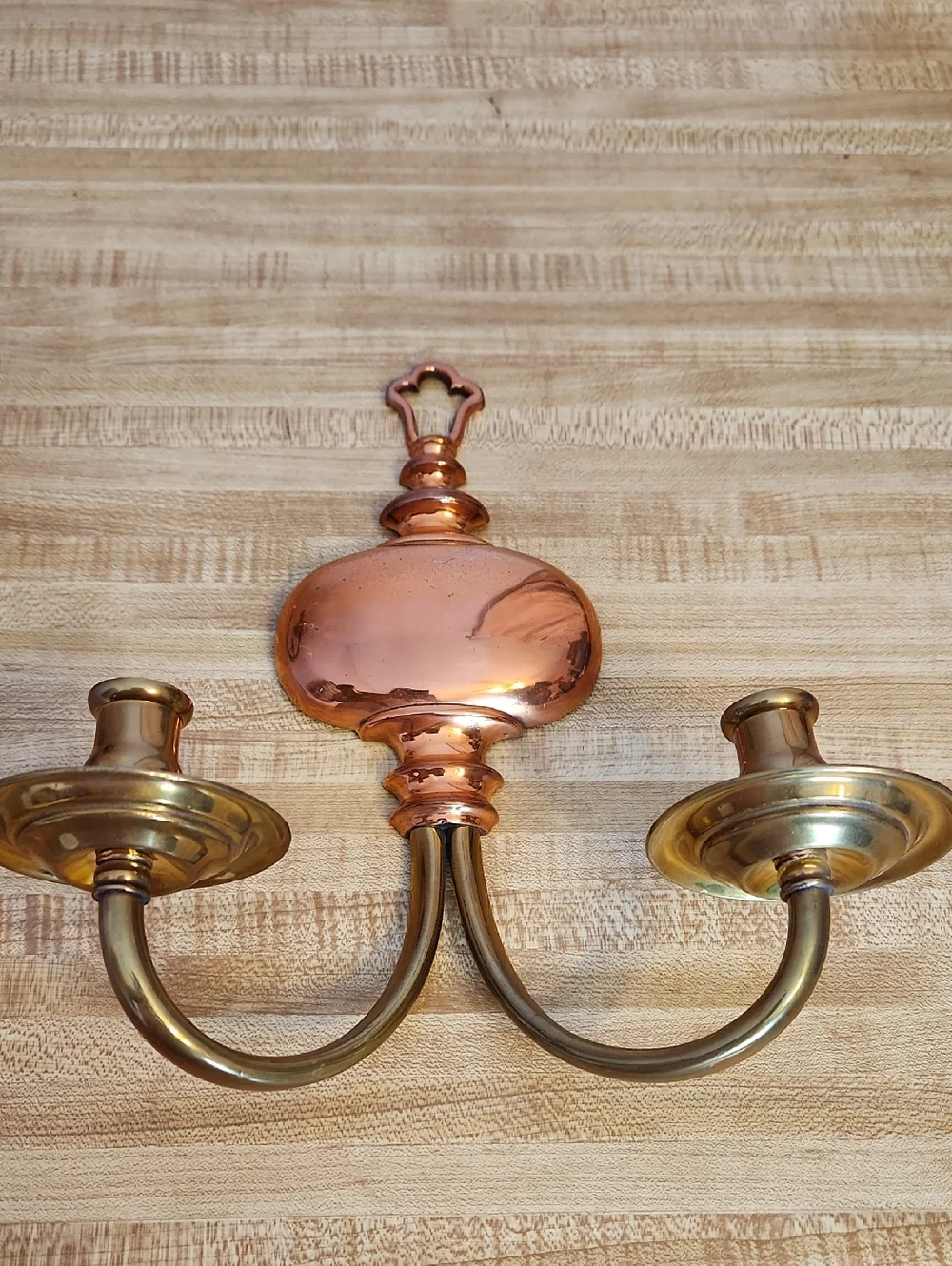 Brass & Copper Wall Candle Sconces - Pair